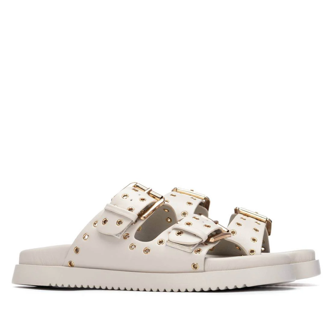 XTI Beige Double Strap Flat Mules - Image 4