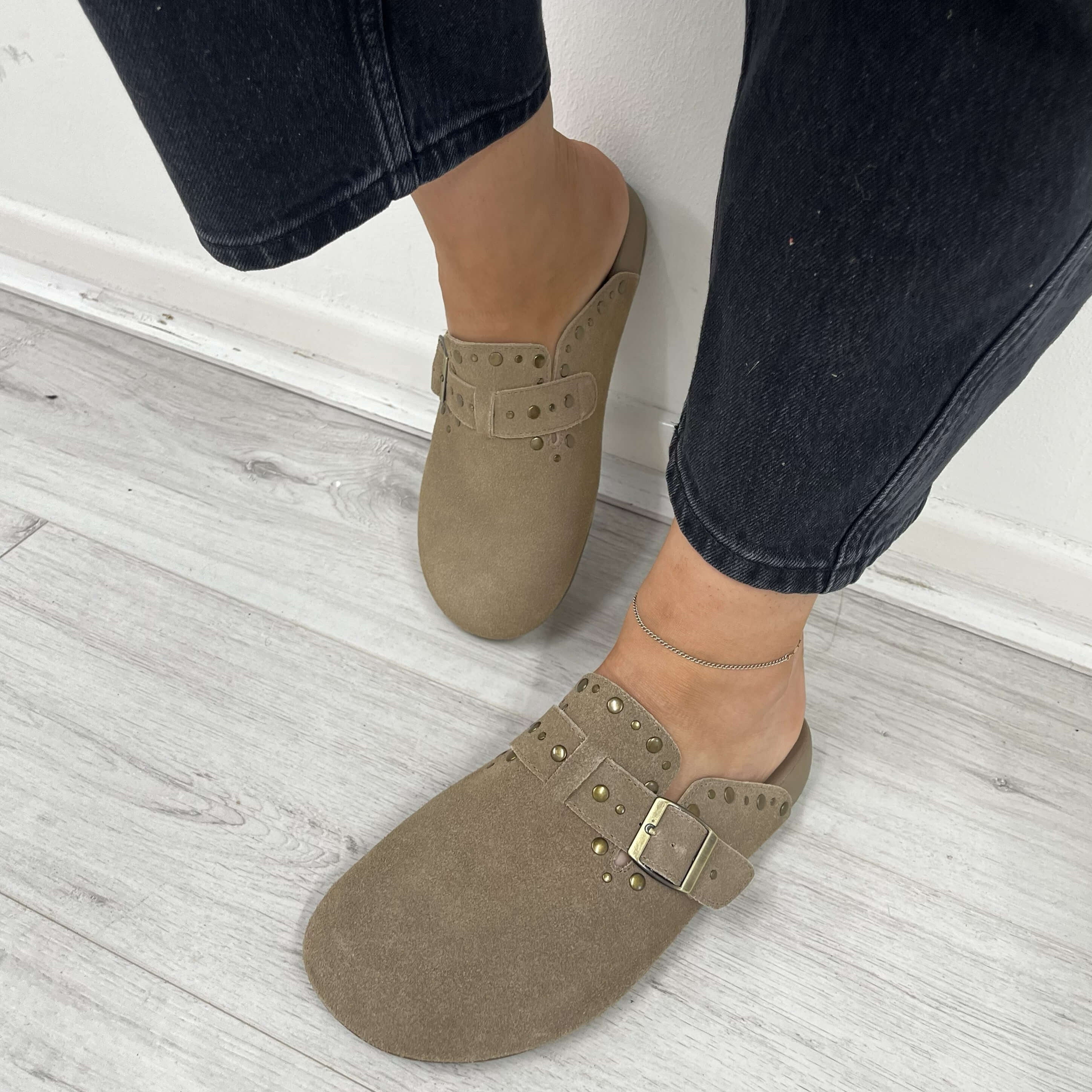 XTI Beige Suede Slip On Clog Shoes - Image 5
