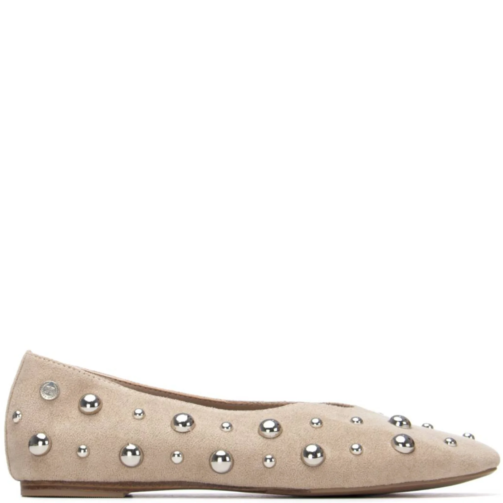 XTI Silver Studded Cream Slip On Pumps