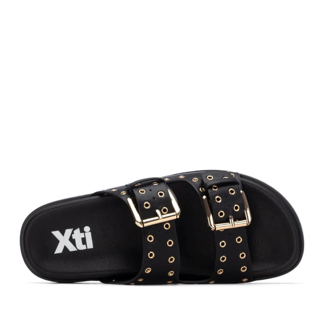 XTI Black Double Strap Flat Mules - Image 2