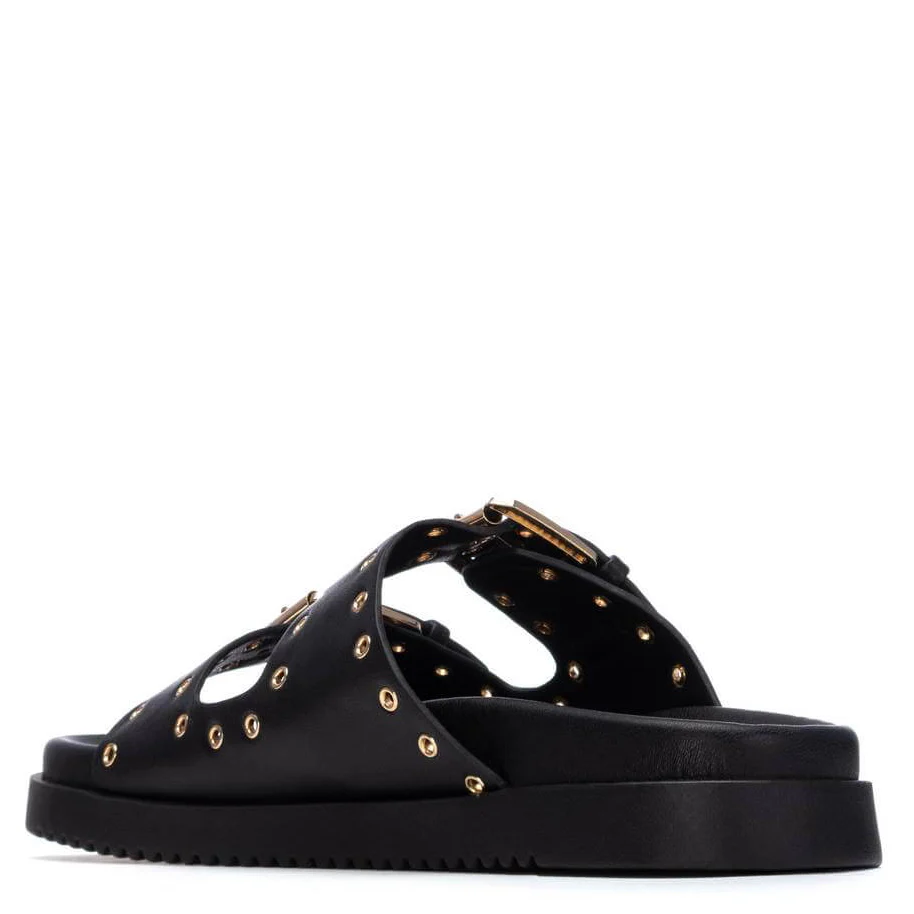 XTI Black Double Strap Flat Mules - Image 4