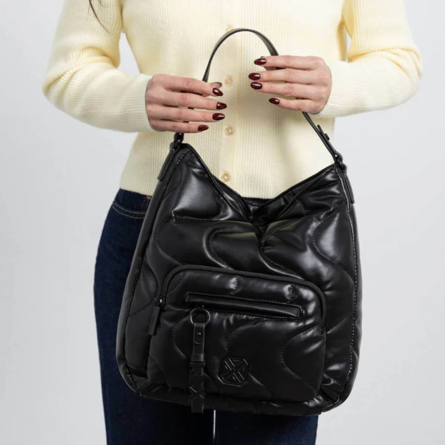 XTI Black Padded Sporty Shoulder Bag - Image 4