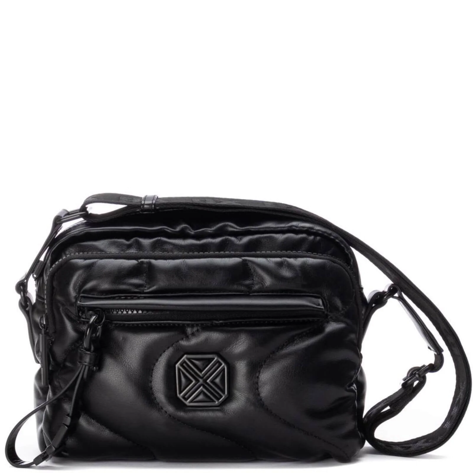 XTI Black Padded Sporty Crossbody Bag