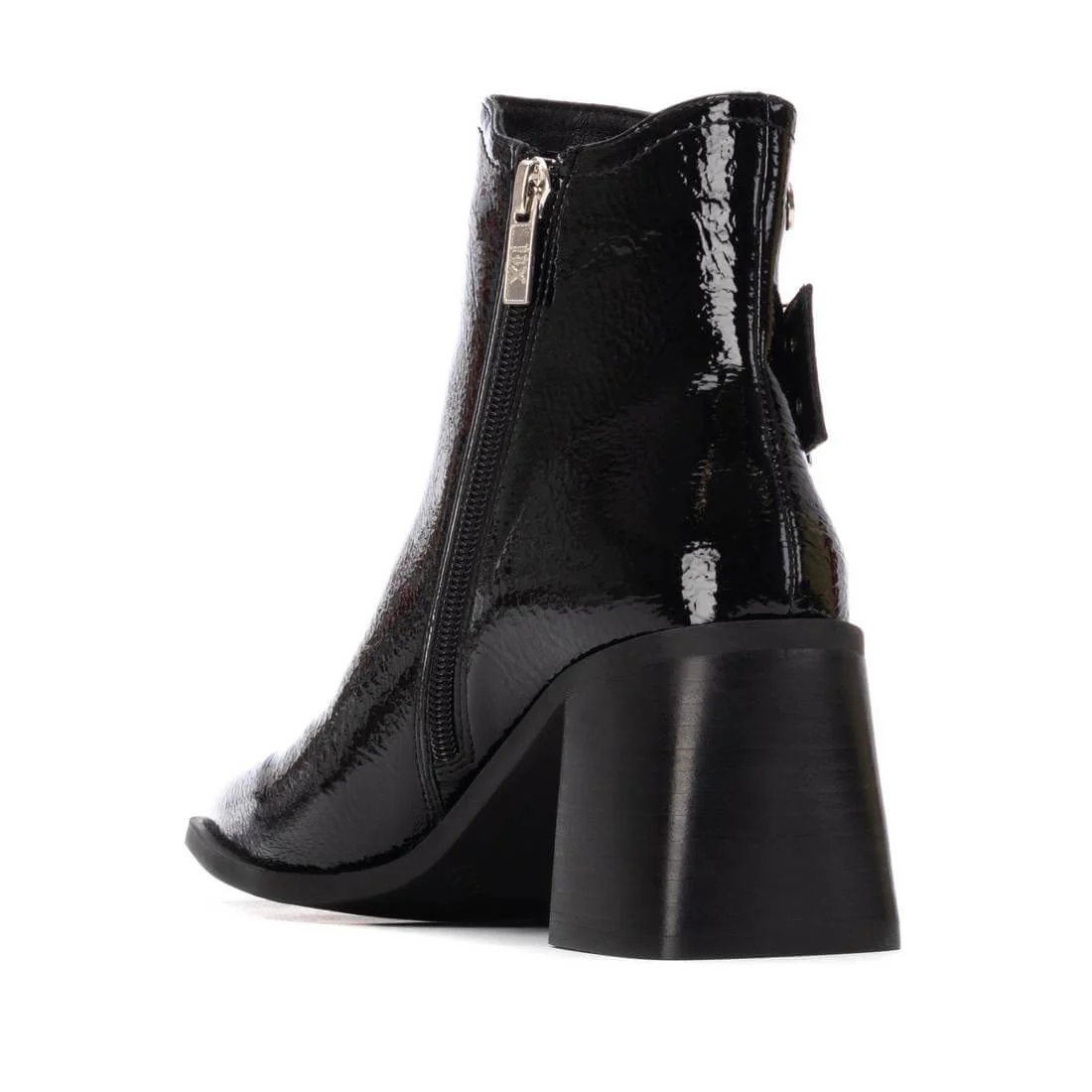 XTI Black Patent Block Heeled Almond Toe Boots - Image 4