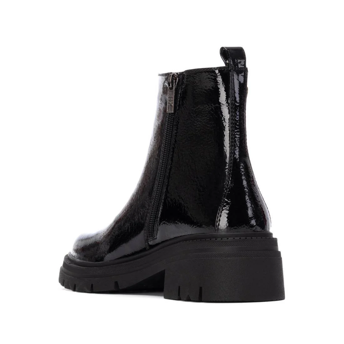 XTI Black Patent Chunky Flat Boots - Image 3