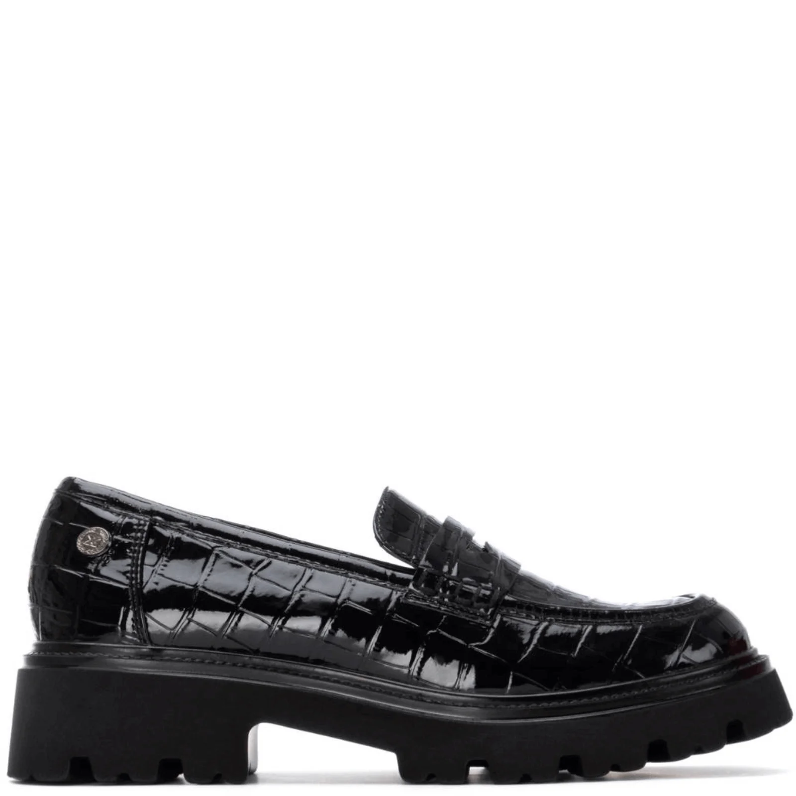 XTI Black Patent Croc Chunky Loafers