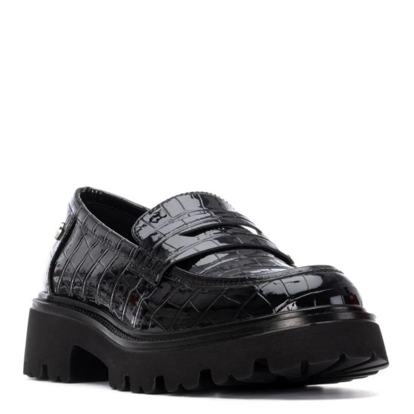 XTI Black Patent Croc Chunky Loafers - Image 2