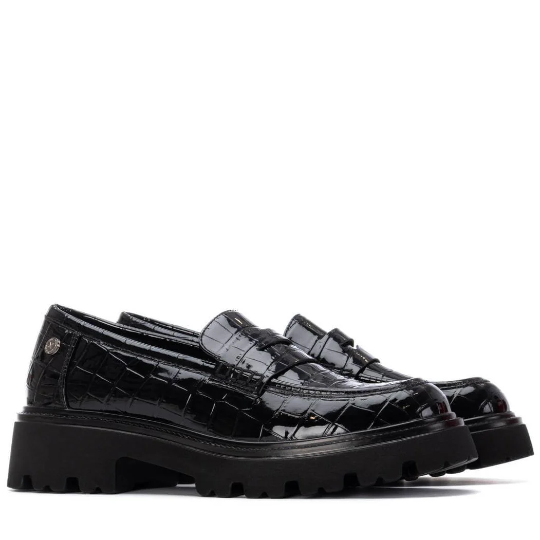 XTI Black Patent Croc Chunky Loafers - Image 3