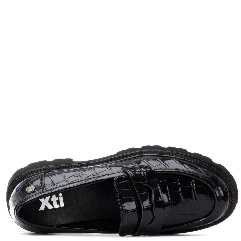 XTI Black Patent Croc Chunky Loafers - Image 4