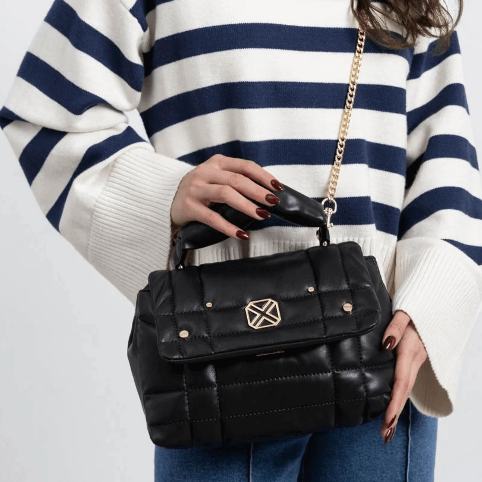 XTI Black Quilted Crossbody Bag - Image 2