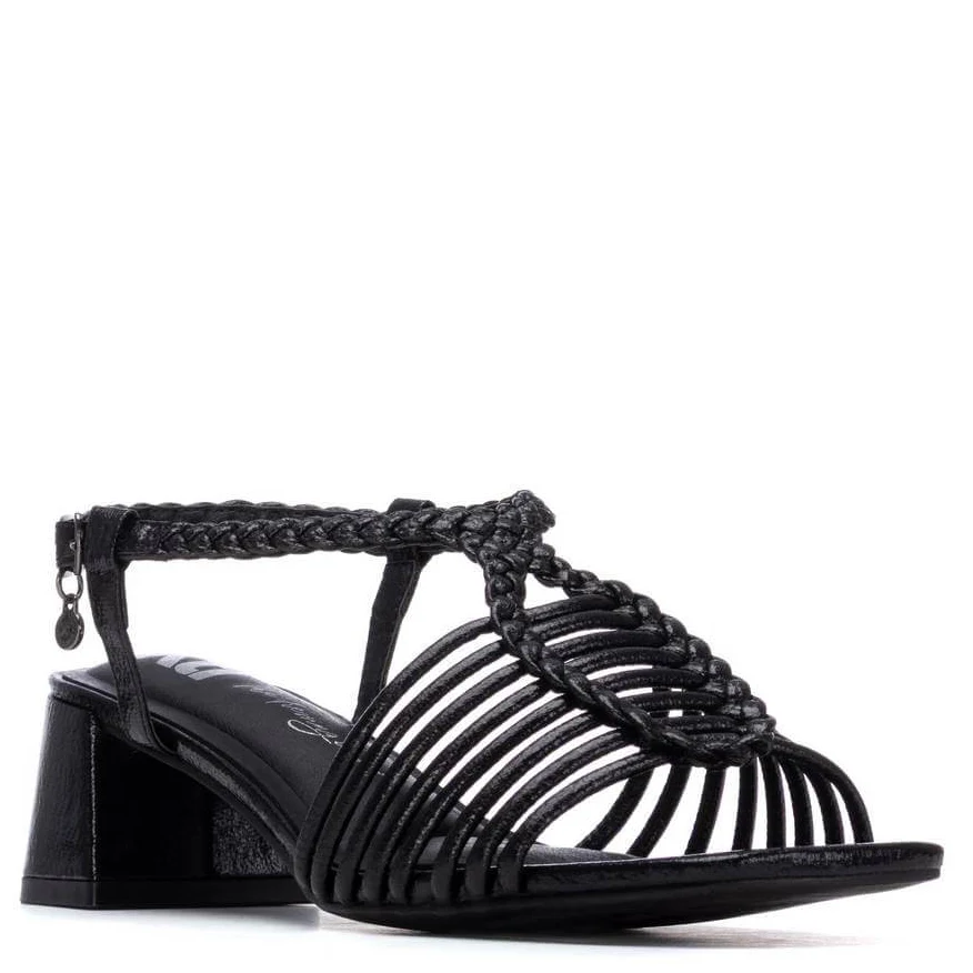 XTI Black Strap Block Heel Sandals - Image 2