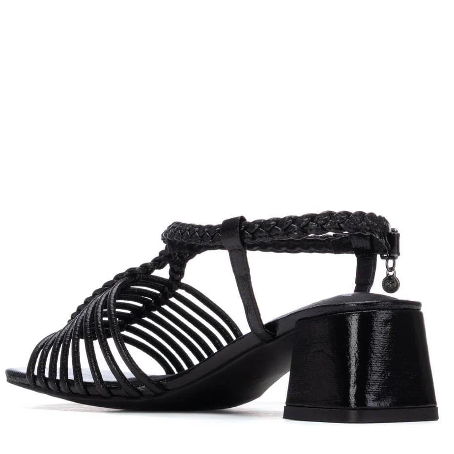 XTI Black Strap Block Heel Sandals - Image 3