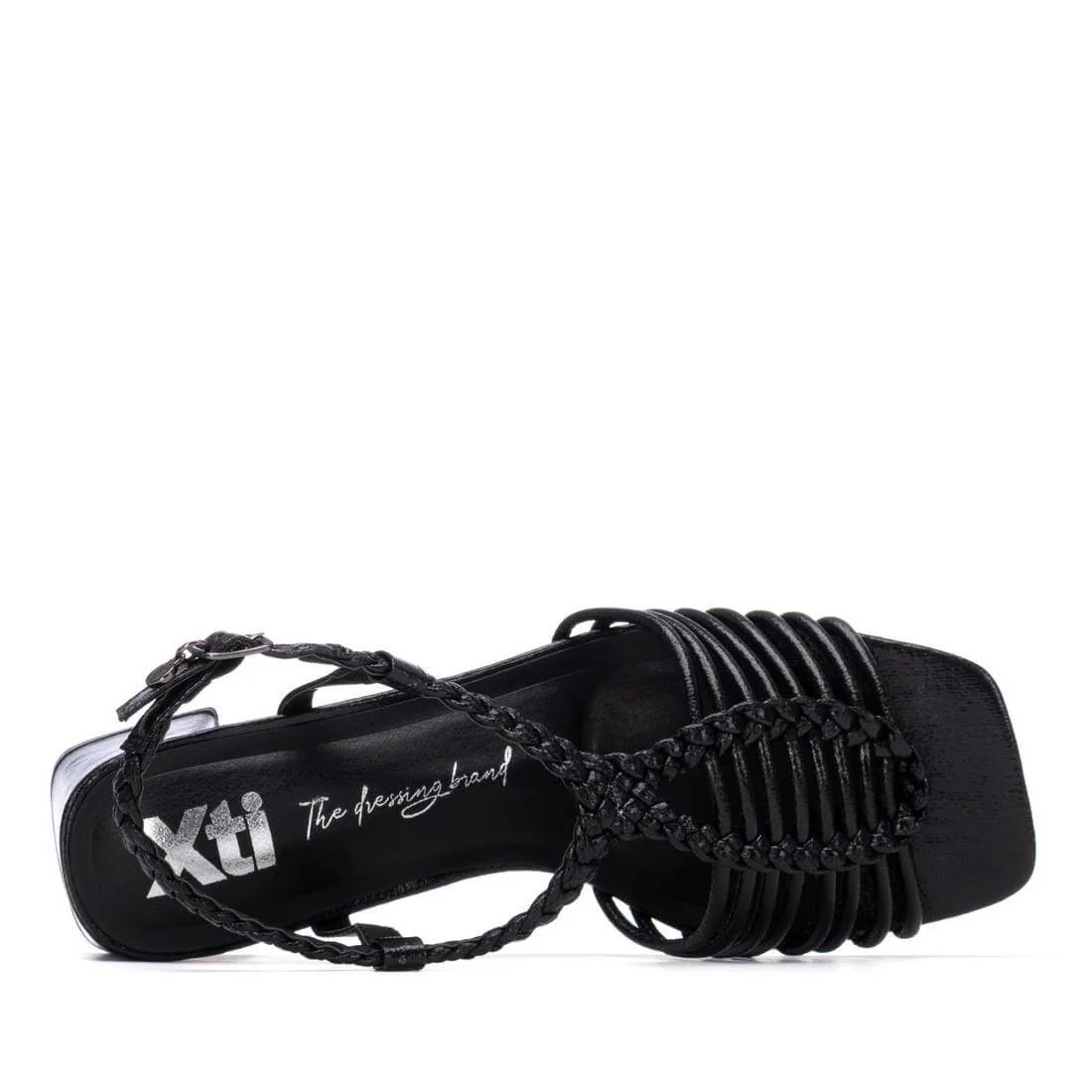 XTI Black Strap Block Heel Sandals - Image 4