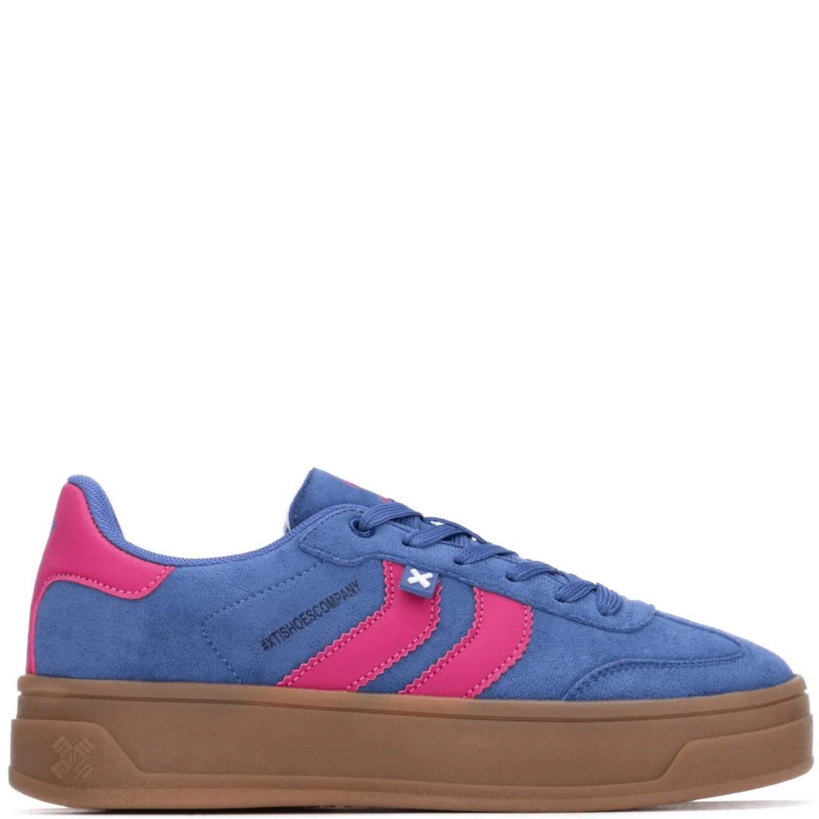 XTI Blue & Pink Suede Gum Sole Sneakers