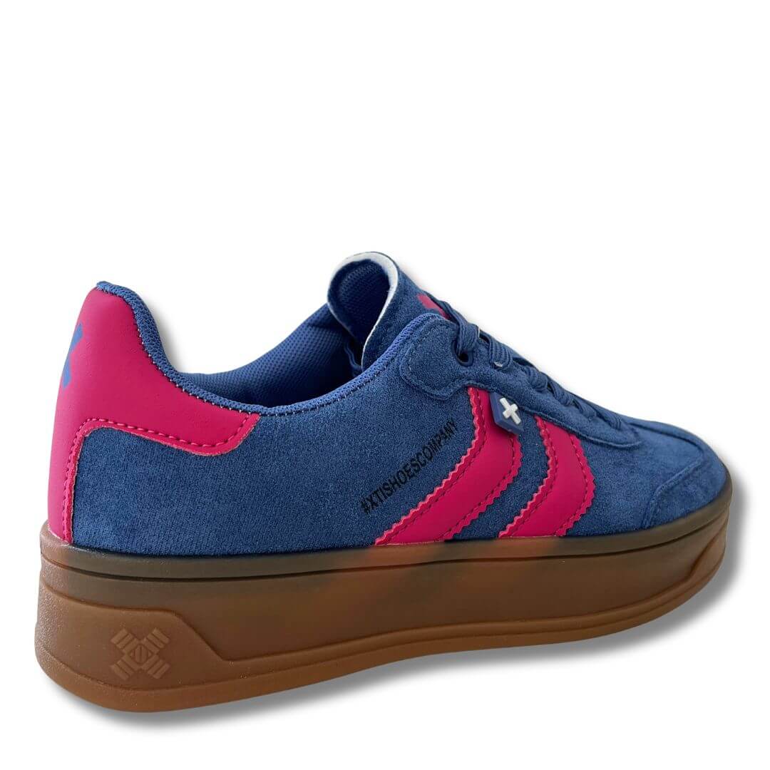 XTI Blue & Pink Suede Gum Sole Sneakers - Image 3