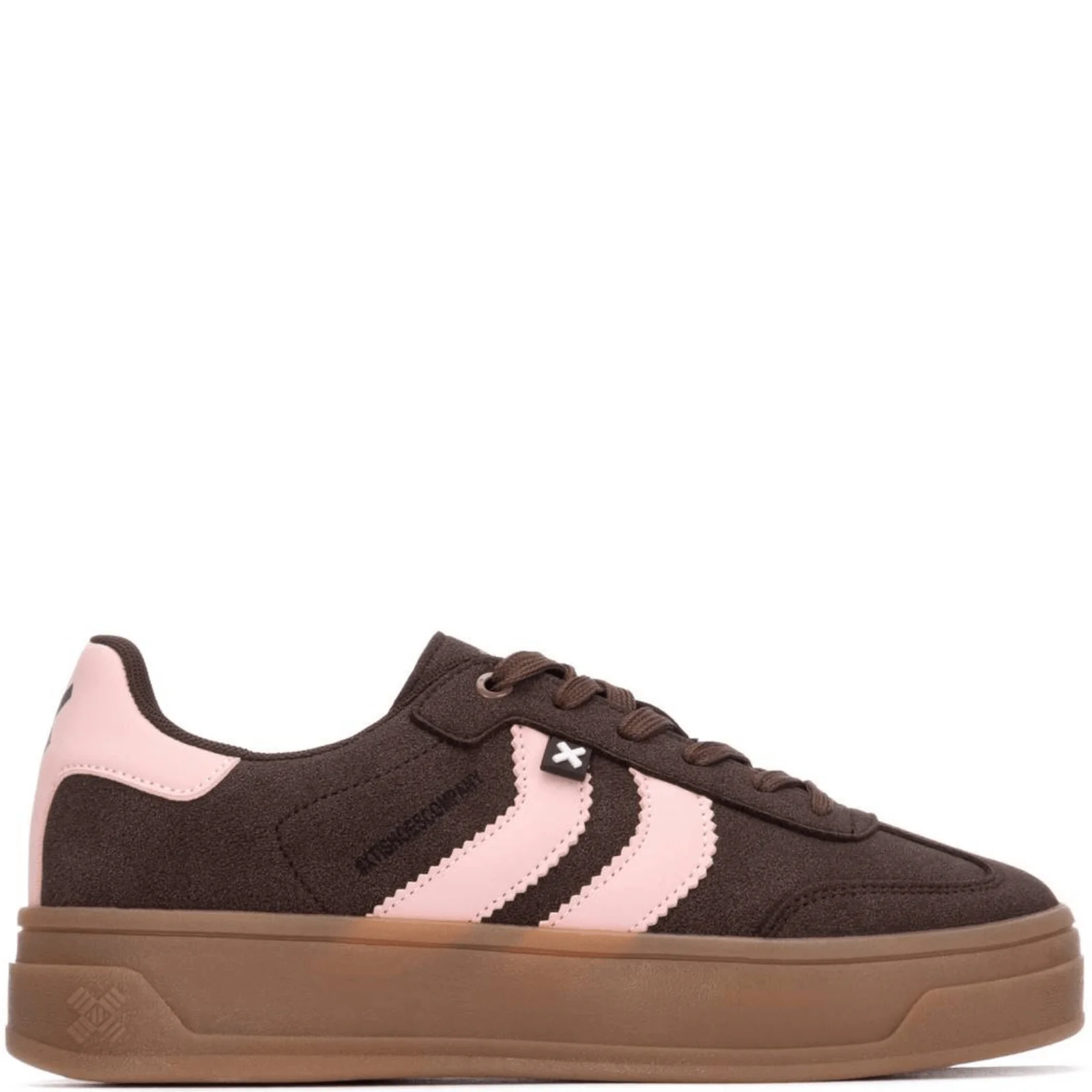 XTI Brown & Pink Suede Gum Sole Sneakers