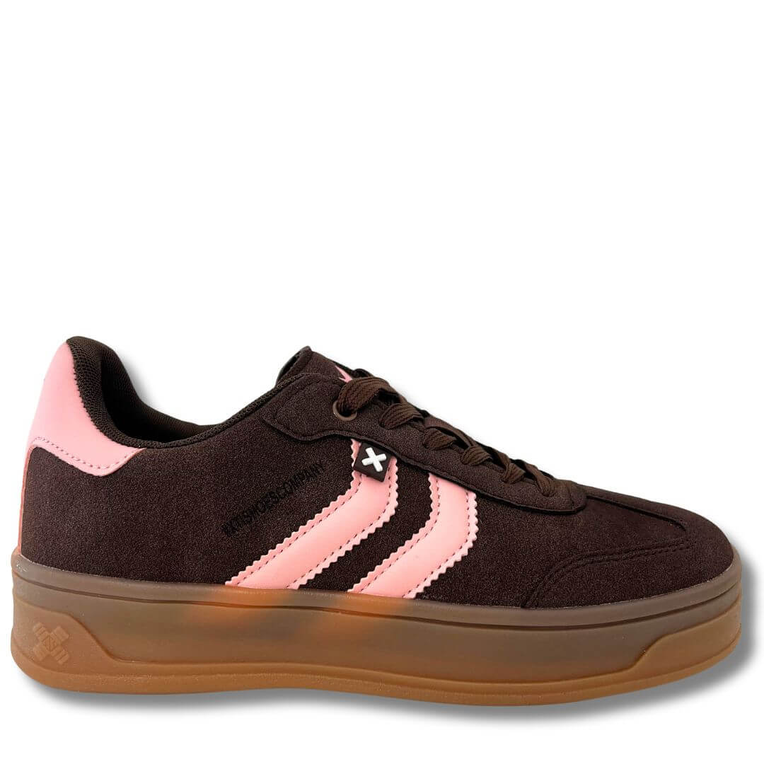 XTI Brown & Pink Suede Gum Sole Sneakers - Image 2