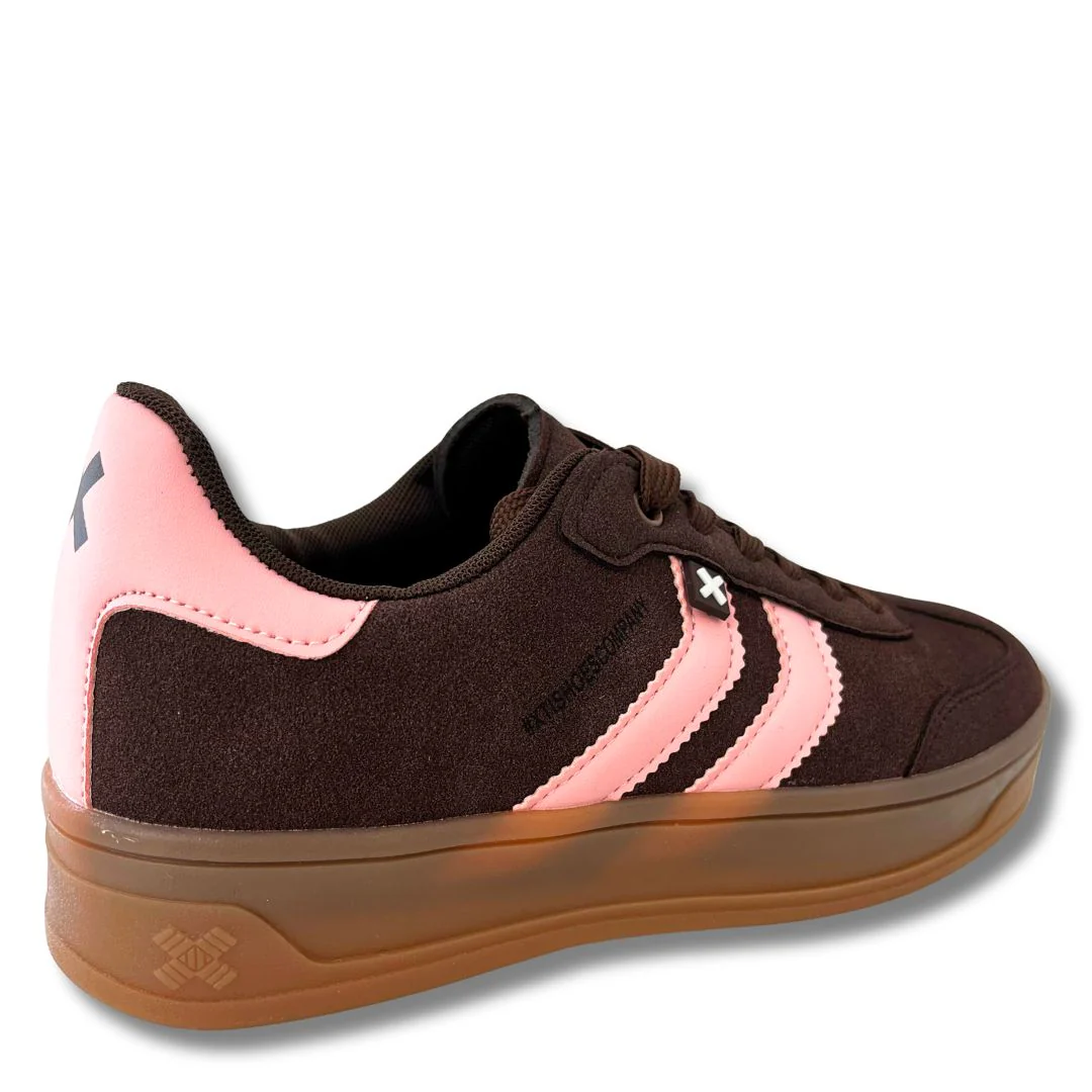 XTI Brown & Pink Suede Gum Sole Sneakers - Image 3