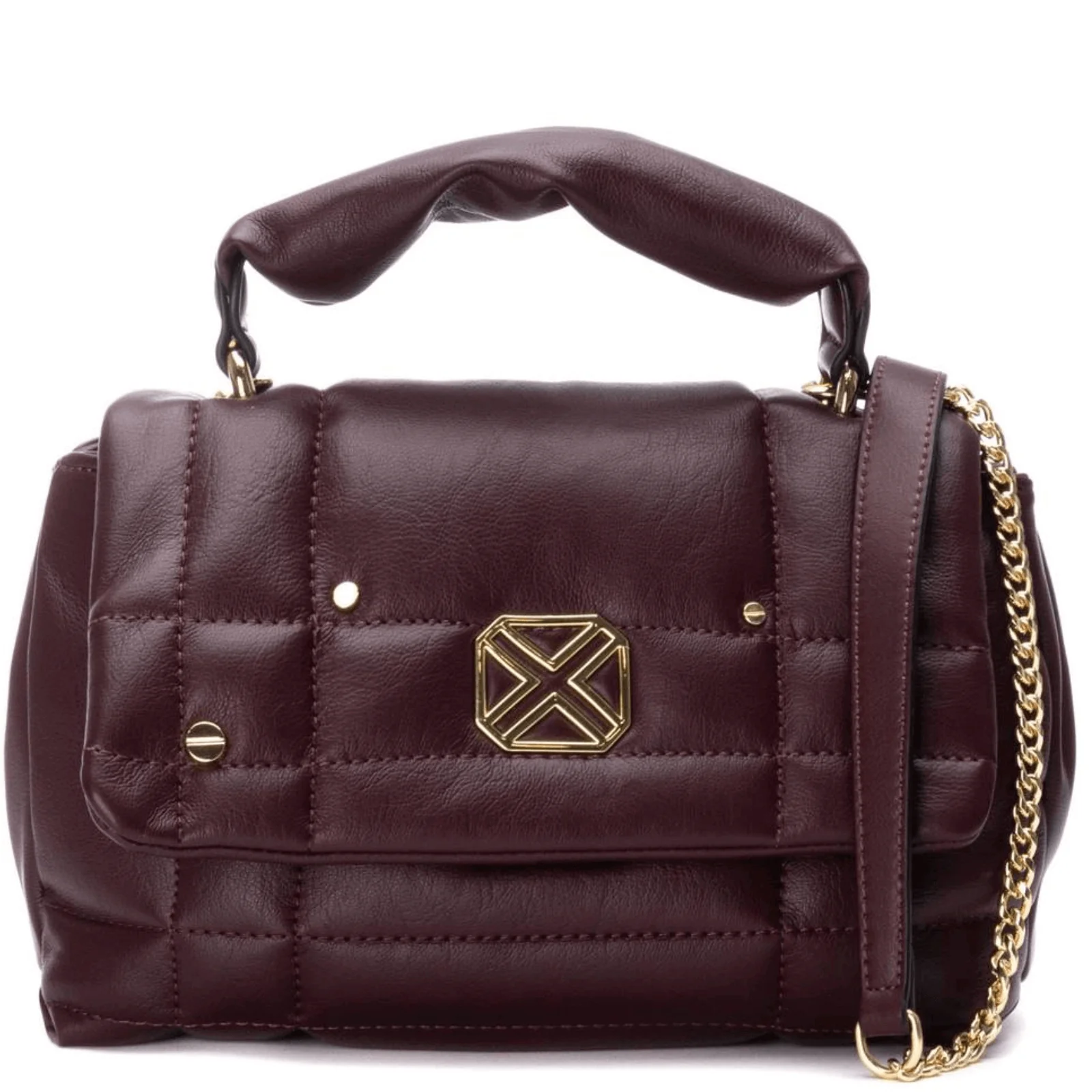XTI Burgundy Quilted Crossbody Bag