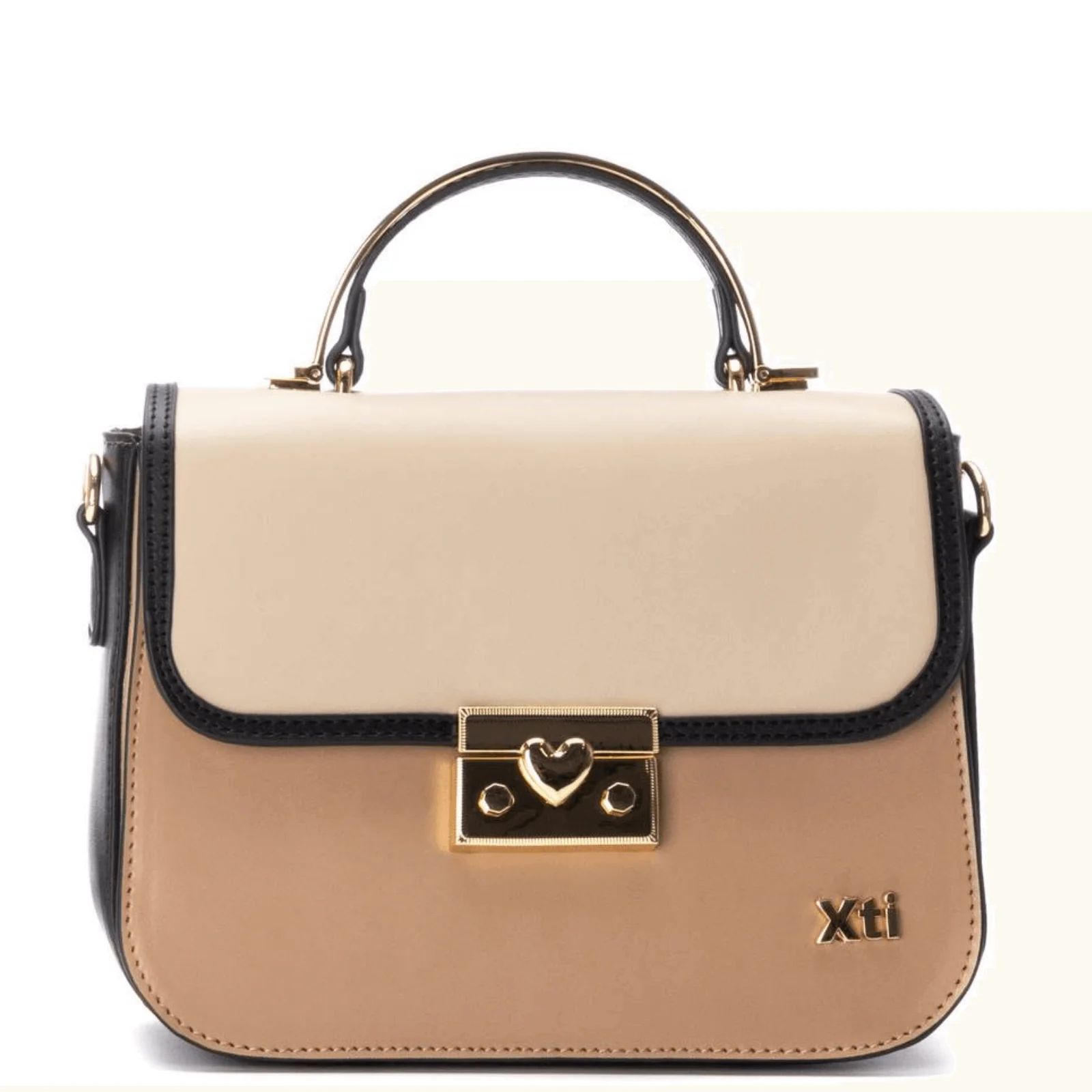 XTI Cream & Black Small Box Bag