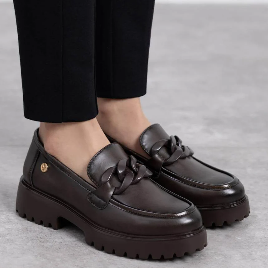 XTI Dark Brown Chunky Loafers - Image 3