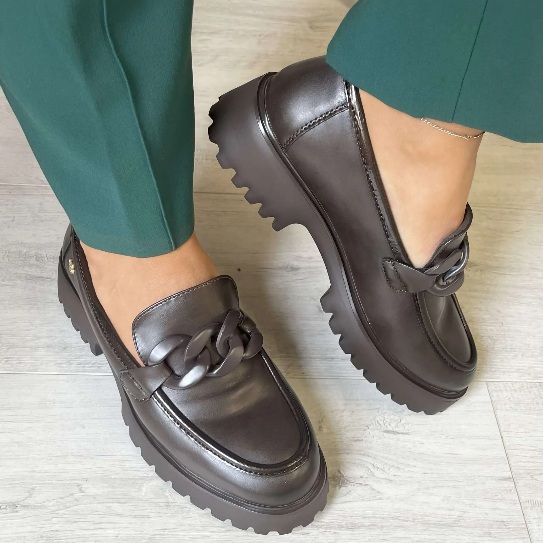 XTI Dark Brown Chunky Loafers - Image 4