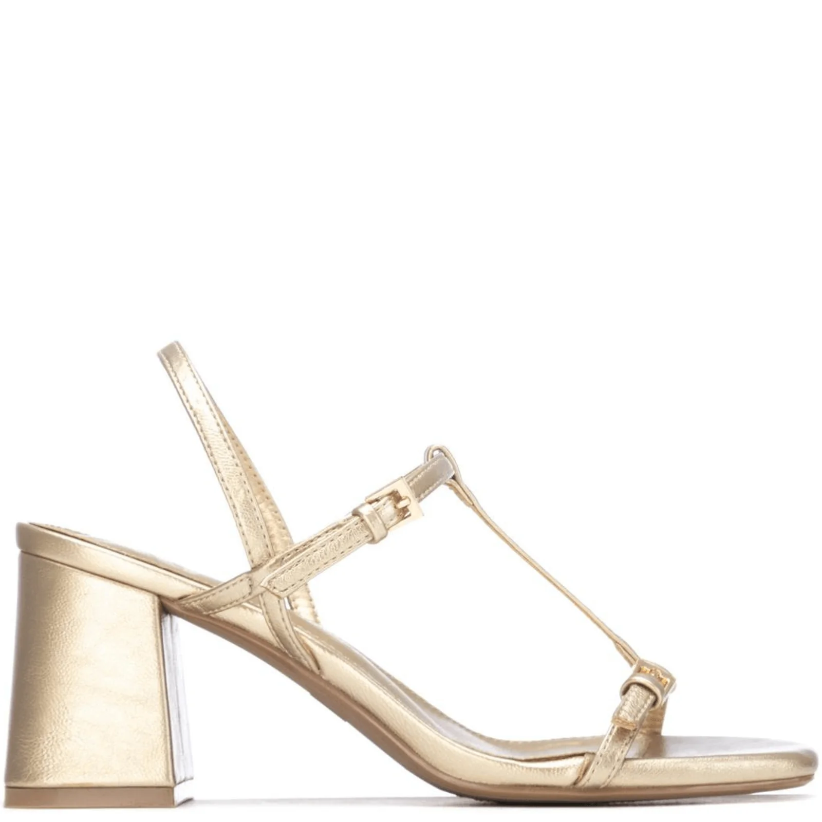 XTI Gold Block Heel Sandals