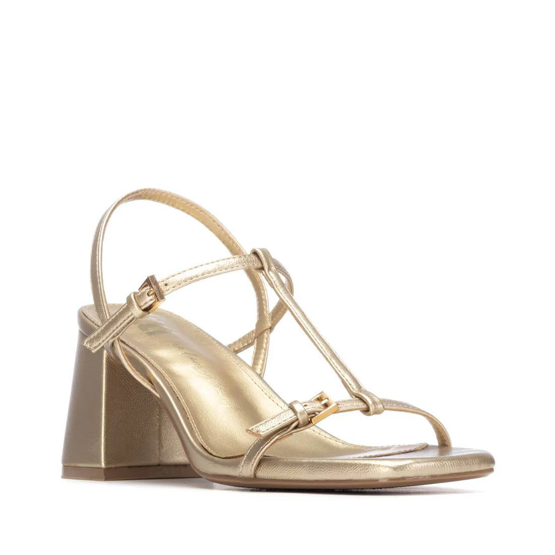 XTI Gold Block Heel Sandals - Image 3
