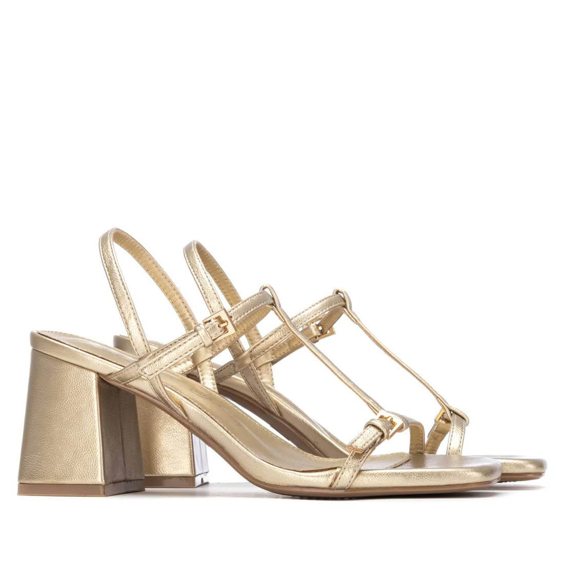 XTI Gold Block Heel Sandals - Image 4