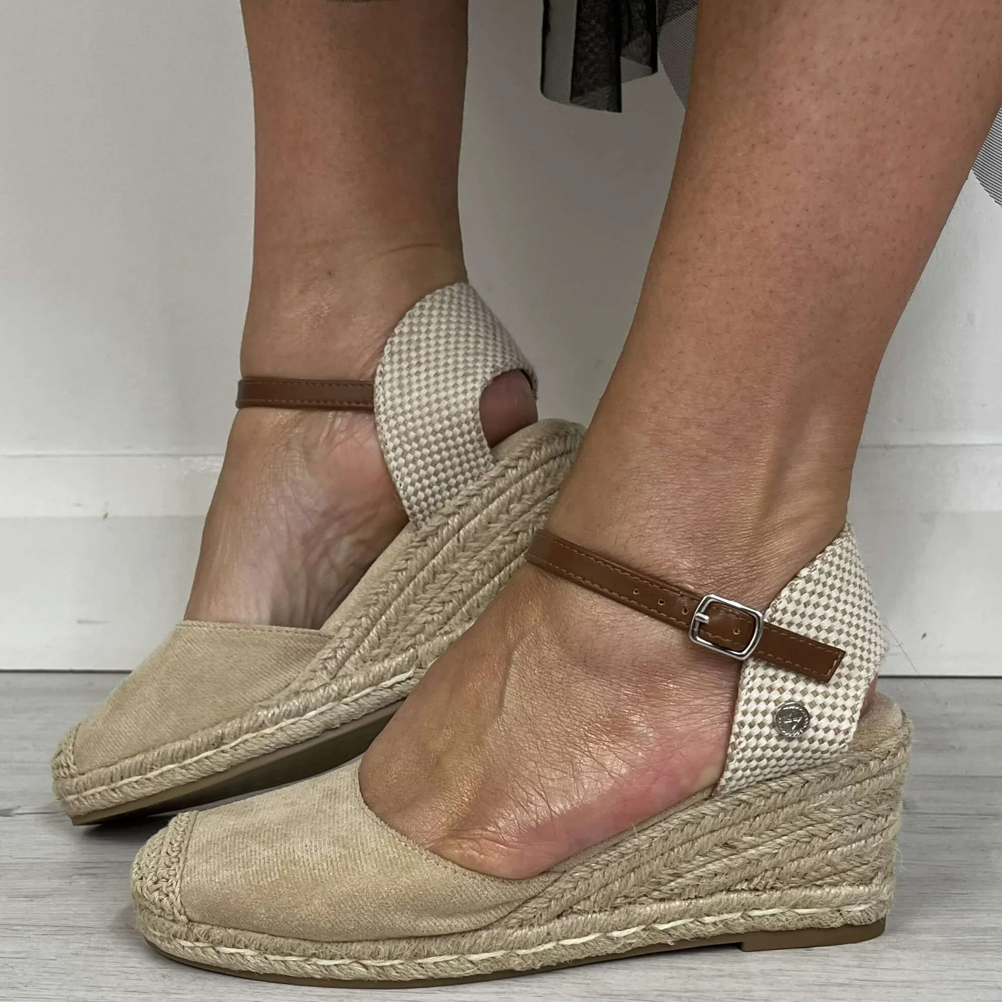 XTI Beige Mid Height Wedge Shoes - Image 5