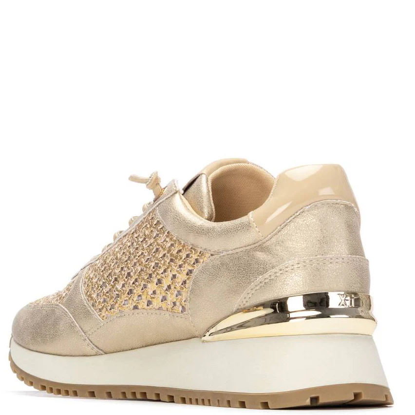 XTI Gold Woven Leather Sneakers - Image 3
