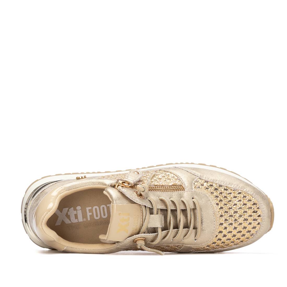 XTI Gold Woven Leather Sneakers - Image 5