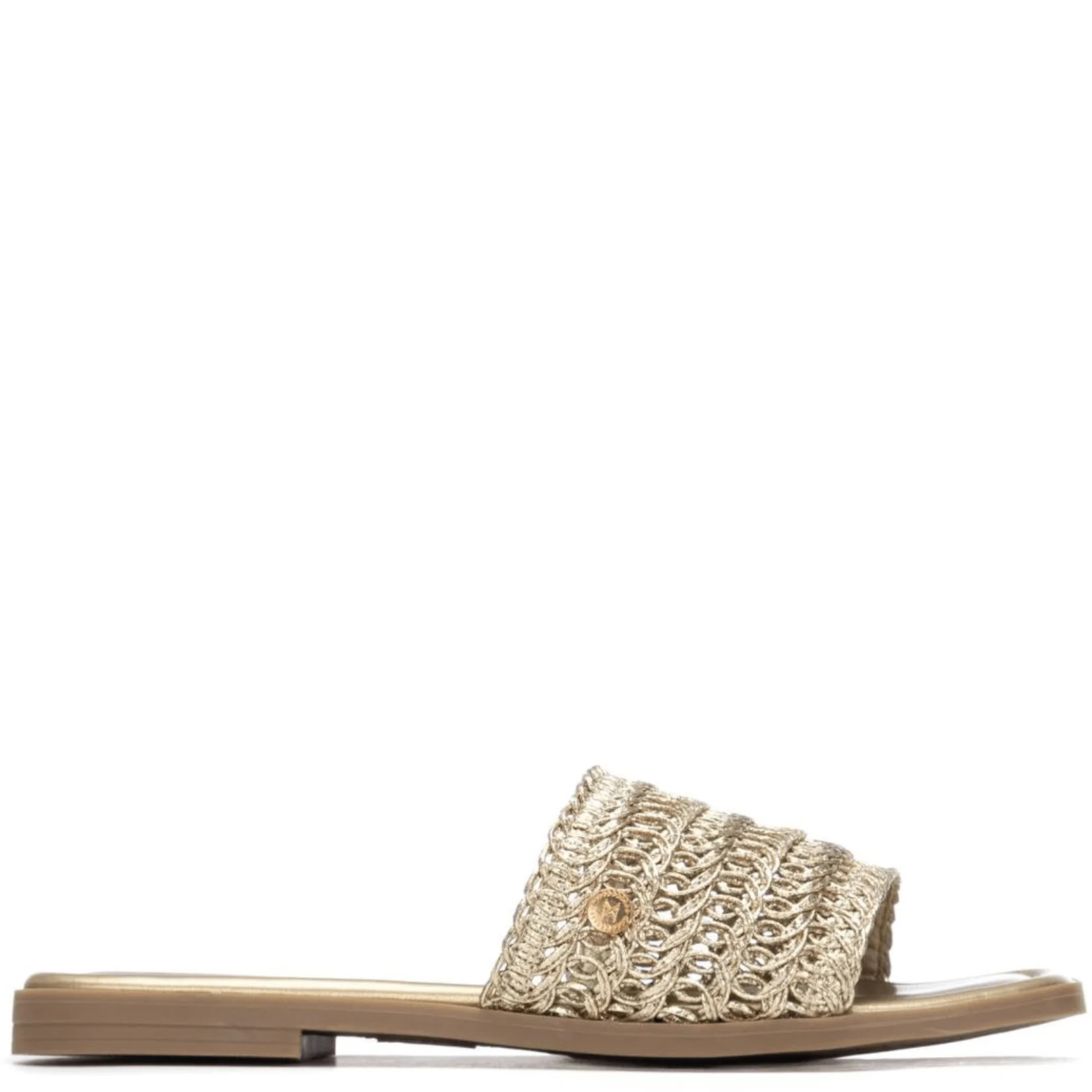 XTI Gold Crochet Flat Mules