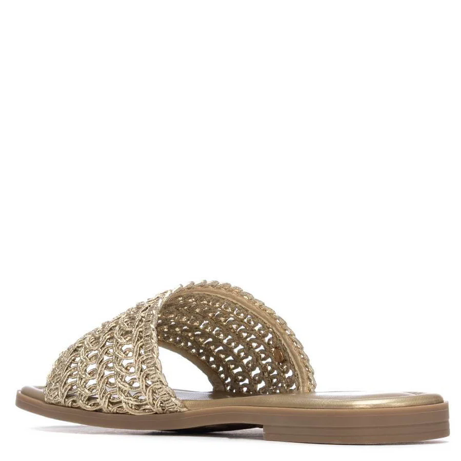XTI Gold Crochet Flat Mules - Image 3