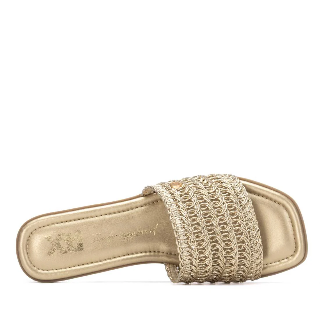 XTI Gold Crochet Flat Mules - Image 4