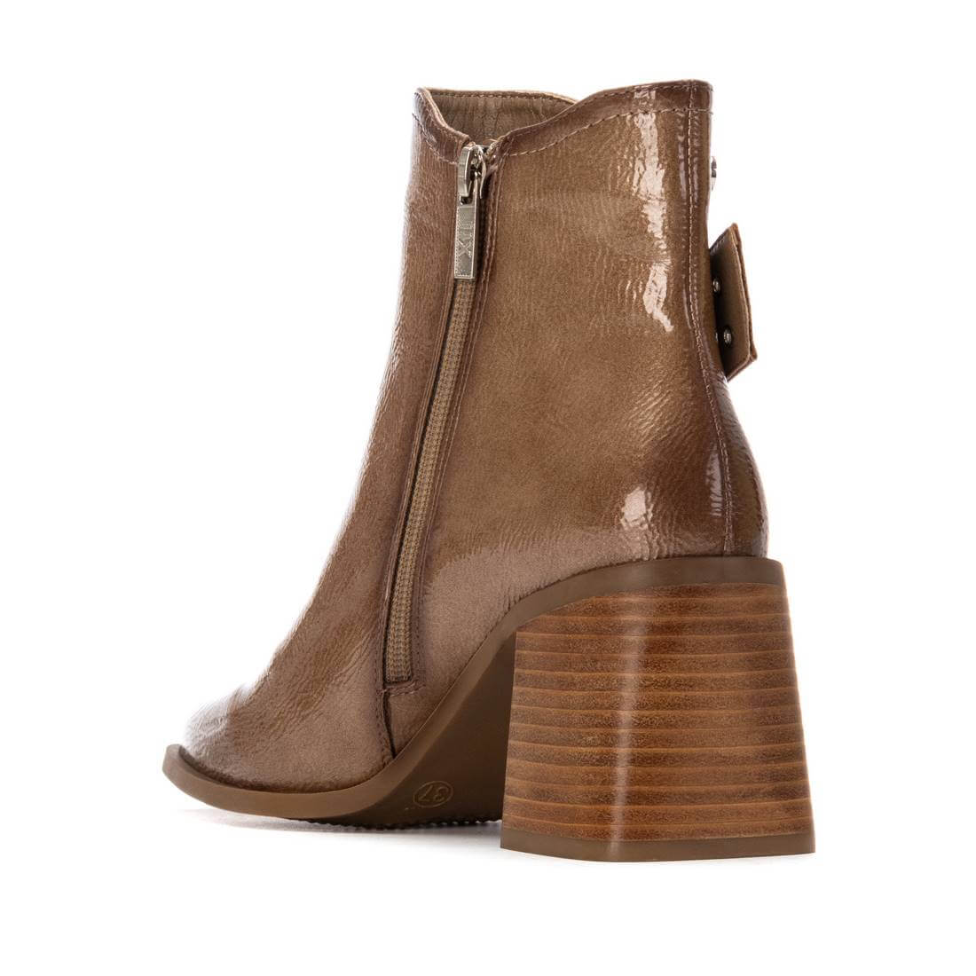 XTI Latte Patent Block Heeled Almond Toe Boots - Image 3