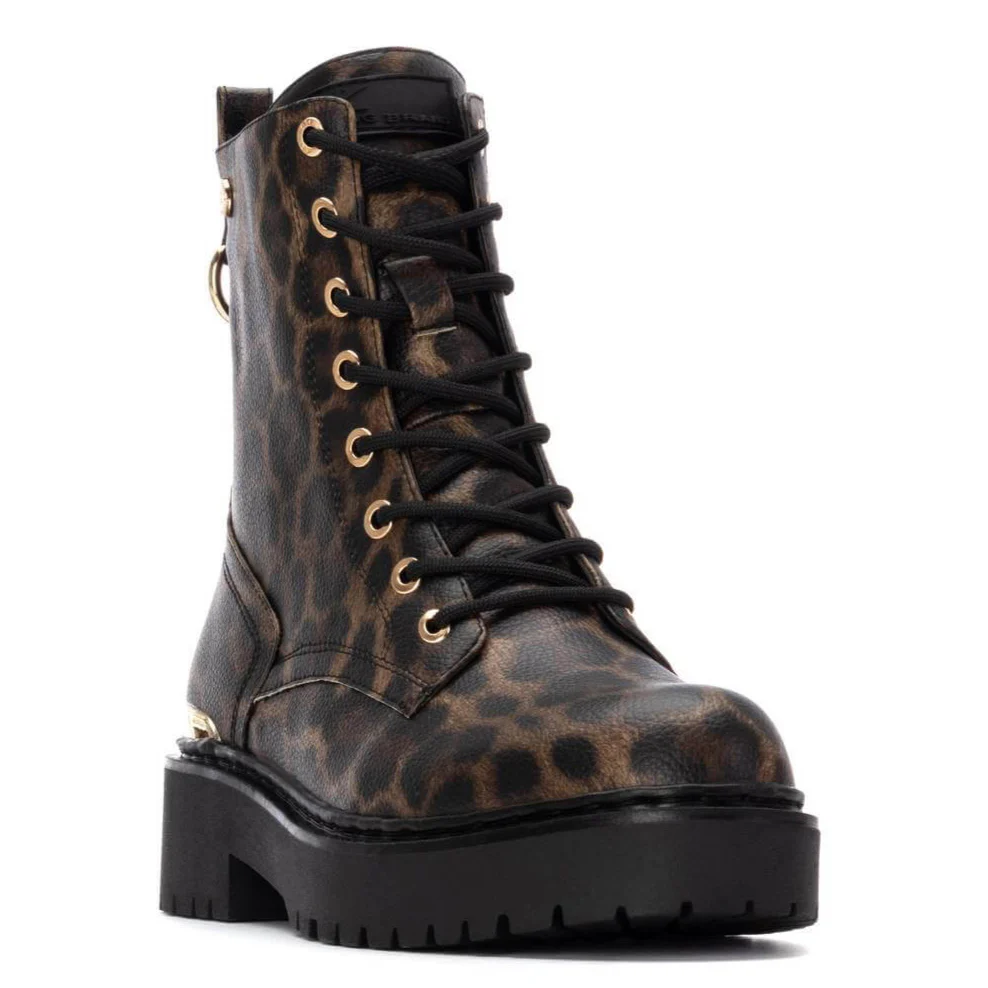 XTI Leopard Lace Up Chunky Ankle Boots - Image 2