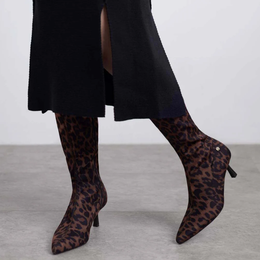 XTI Leopard Pattern Long Length Pointed Toe Boots - Image 4