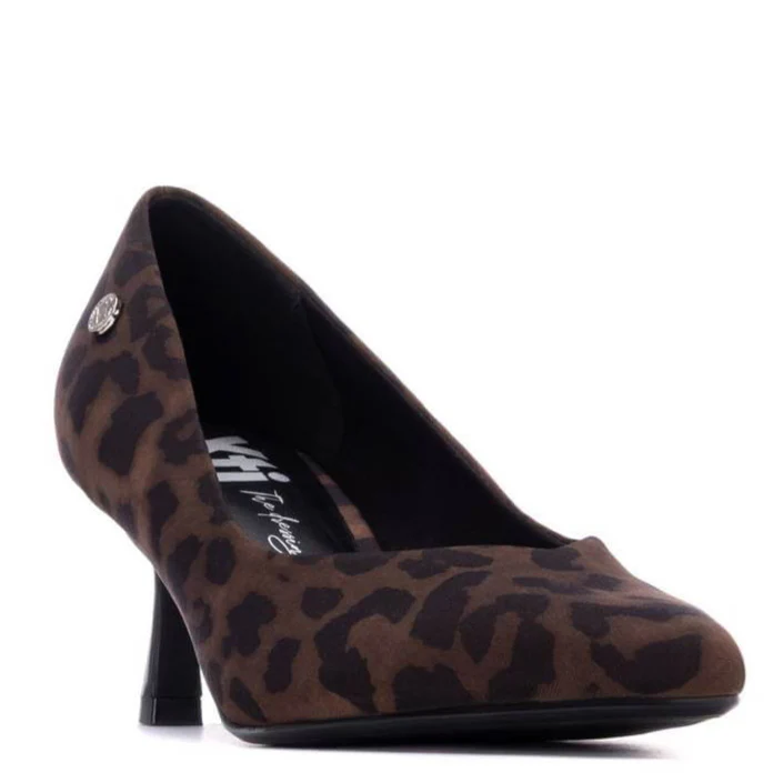 XTI Leopard Pattern Pointed Toe Kitten Heel Shoes - Image 3