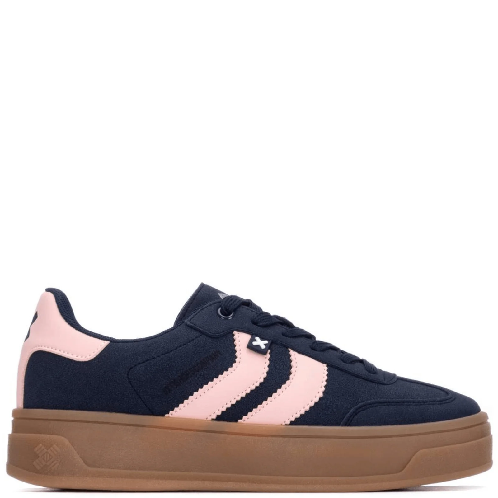 XTI Navy & Pink Suede Gum Sole Sneakers