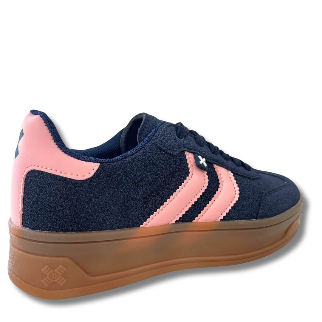 XTI Navy & Pink Suede Gum Sole Sneakers - Image 3