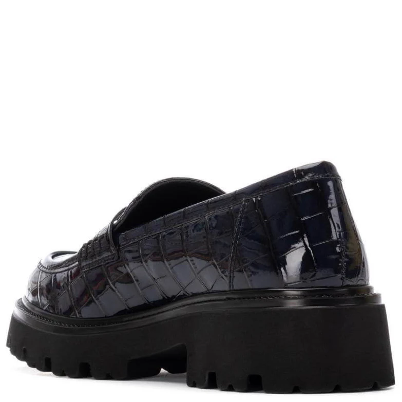 XTI Navy Patent Croc Chunky Loafers - Image 3