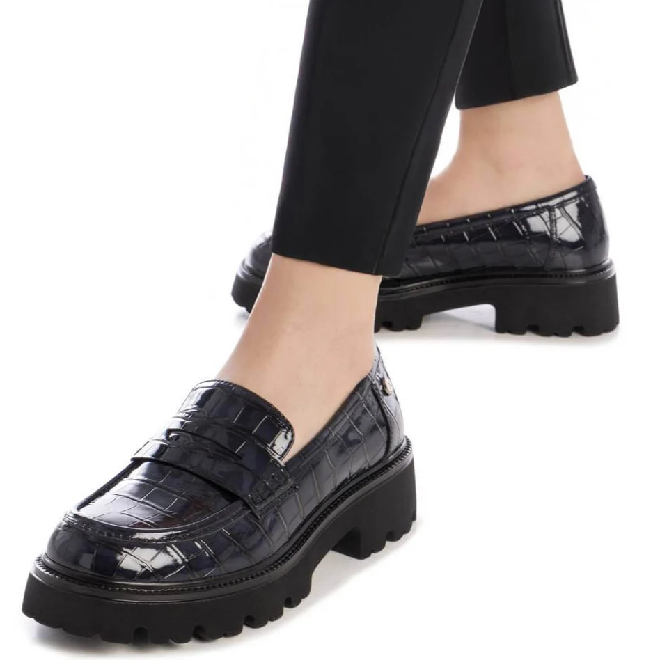 XTI Navy Patent Croc Chunky Loafers - Image 4