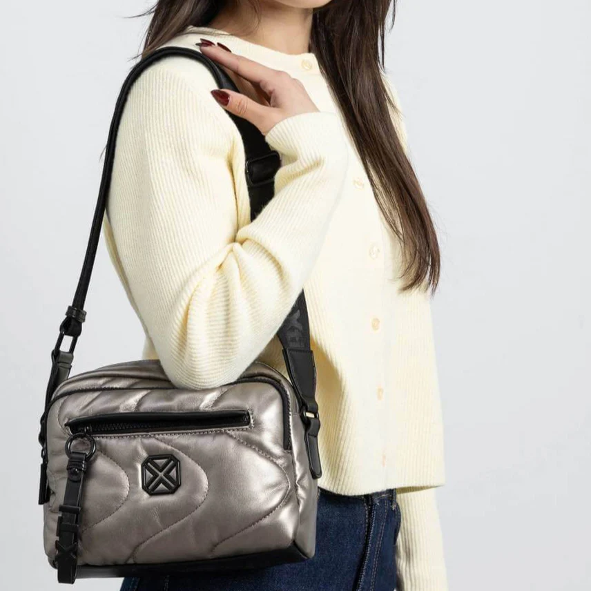 XTI Pewter Padded Sporty Crossbody Bag - Image 4