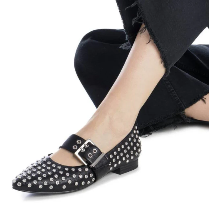 XTI Rhinestone Pointed Pumps - Black - Image 6