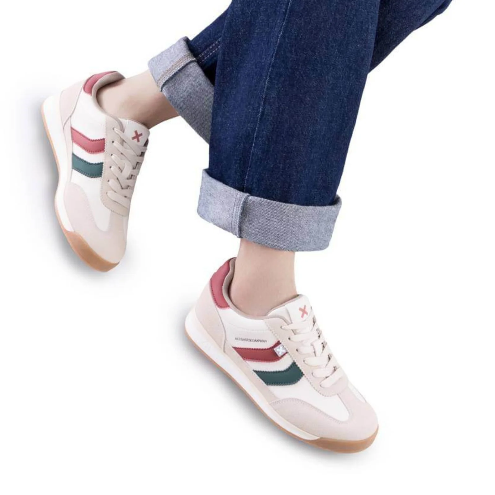 XTI Rust & Green Retro Sneakers - Image 2