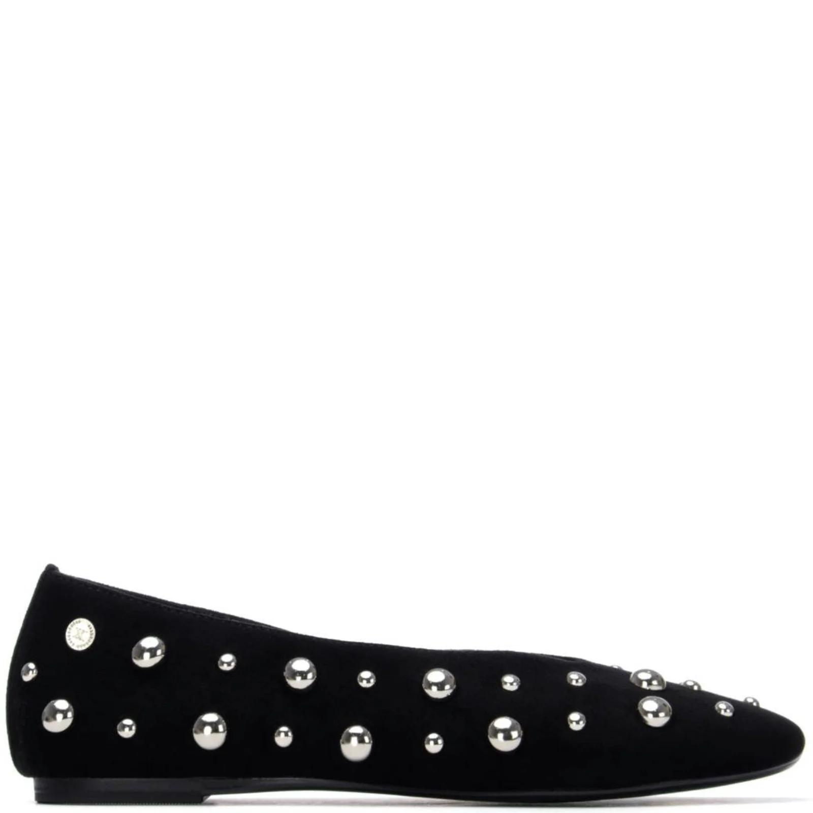 XTI Silver Studded Black Slip On Pumps