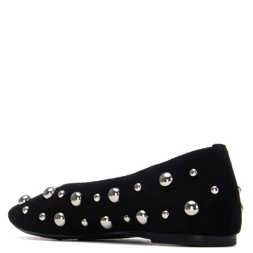 XTI Silver Studded Black Slip On Pumps - Image 3