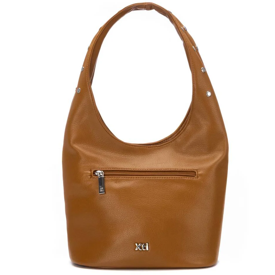 XTI Silver Studded Camel Shoulder Bag - Image 2