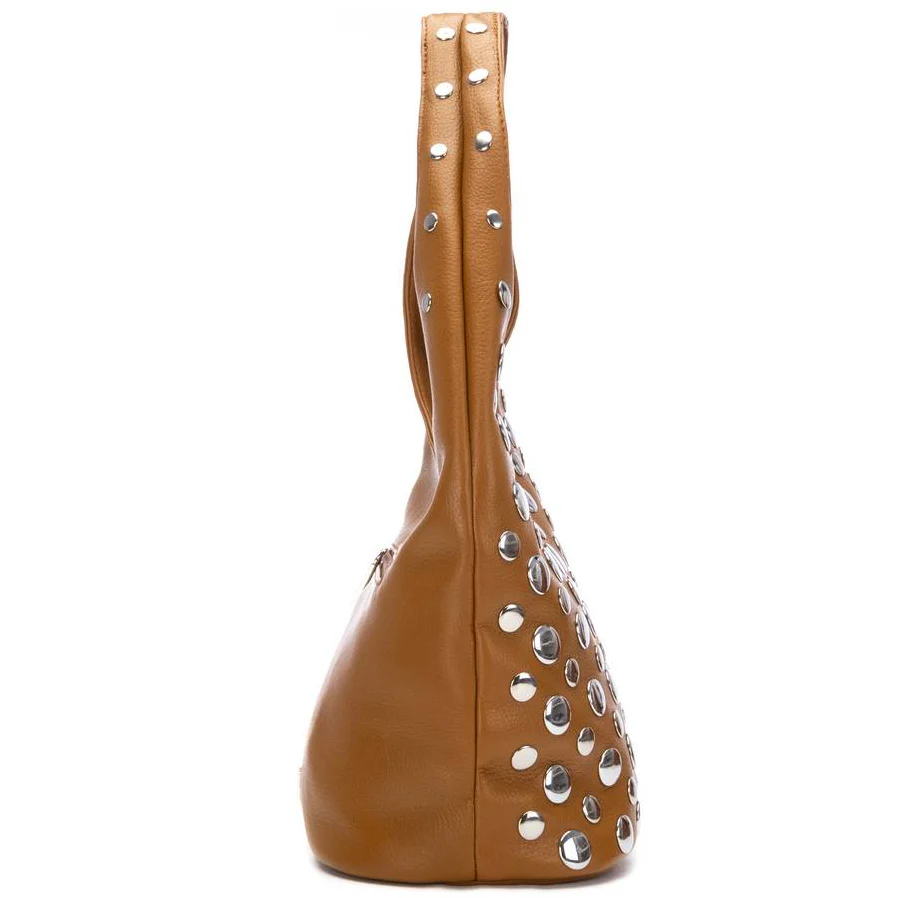 XTI Silver Studded Camel Shoulder Bag - Image 3